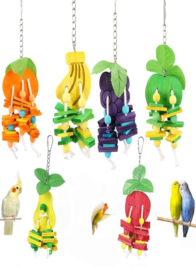 NEXT VOGUE Natural Wood Parrot Toys Set of 6 Pieces for Small to Medium Parrots, Safe and Durable Bird Chew Toys, Fun and Colorful Hanging Accessories for Cage, Non-Toxic and Eco-Friendly Avian Toys - Image 1